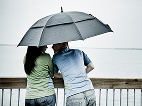 A Couple Under an Umbrella