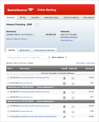 bank of america fees for business checking account