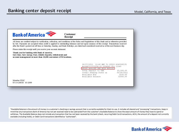 bank of america deposit cash